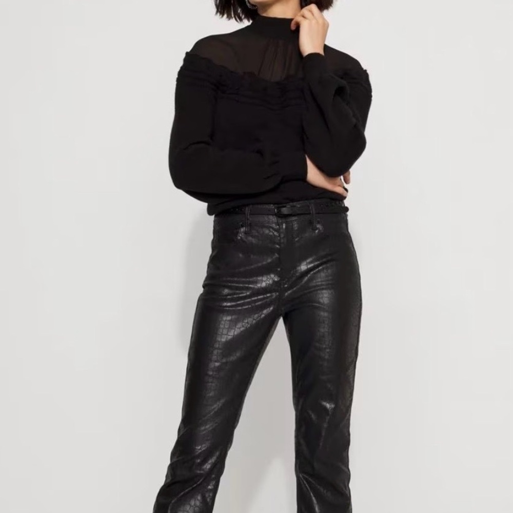 White House Black Market Croc-Embossed Black Skinny Jeans